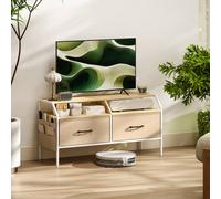 HOMCOM TV Stand Cabinet with 2 Foldable Drawers, Natural Wood Finish in Light Brown | Size: 90 cm x 35 cm HOMCOM Light Brown 90 cm x 35 cm