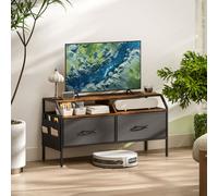 HOMCOM TV Stand Cabinet with 2 Foldable Drawers, Rustic Brown