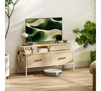 HOMCOM TV Stand Cabinet with 2 Foldable Drawers, Rustic Brown - Natural wood finish - Smooth wood effect - 1