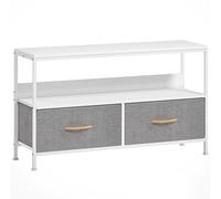 HOMCOM TV Stand Cabinet with 2 Foldable Drawers - White