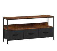 HOMCOM TV Stand Cabinet with 3 Foldable Drawers - Rustic Brown