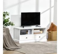 HOMCOM TV Stand Cabinet with Cable Management, Drawer & Shelf in White HOMCOM White