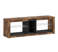 HOMCOM TV Stand Cabinet with LED Lights and Remote Control for TVs up to 65", Entertainment Centre with Storage Shelves and Compartment, Rustic Brown