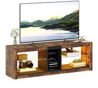 HOMCOM TV Stand Cabinet with LED Lights and Remote Control for TVs up to 65", Entertainment Centre with Storage Shelves and Compartment, Rustic Brown