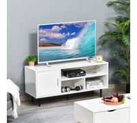 HOMCOM TV Stand Cabinet with Shelves and Cable Hole for Living Room, White