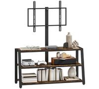 HOMCOM TV Stand Cabinet with Swivel Bracket for 32-70 Inch TVs, Industrial TV Cabinet with Open Shelves, Cable Management, Trapezoid-Shaped Steel Frame for Living Room, Bedroom, Rustic Brown