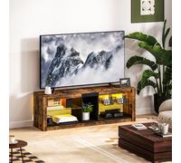 HOMCOM TV Stand, Entertainment Centre with LED Lights, Rustic Brown - Rustic Brown