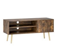 HOMCOM TV Stand up to 55 Inches, TV Unit with Open Shelves and Cable Holes - Brown