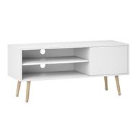 HOMCOM TV Stand up to 55 Inches, TV Unit with Open Shelves and Cable Holes - White