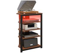 HOMCOM TV Stand with Lights, 4-Tier Storage Shelves for TVs up to 29" - Brown