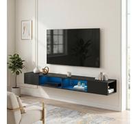 HOMCOM TV Stand with RGB LED Lights for 75-Inch TV - Black