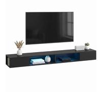 Homcom Tv Stand With Rgb Led Lights For 75-Inch Tv In Black Black
