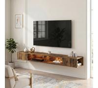 Homcom Tv Stand With Rgb Led Lights For 75-Inch Tv, Rustic Brown