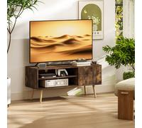 HOMCOM TV Unit Cabinet for TVs up to 55Inches with Cupboard Shelves, Brown, Brown