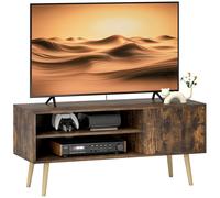 (Brown) HOMCOM TV Unit Cabinet for TVs up to 55 Inches with Cupboard Shelves