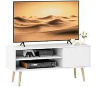 HOMCOM TV Unit Cabinet for TVs up to 55Inches with Cupboard Shelves, White, White