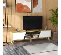 HOMCOM TV Unit Cabinet for TVs up to 65", TV Stand with Shelves, Oak in Light Oak HOMCOM Light Oak