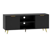 Homcom TV Unit Fluted 2 Doors Black/Gold