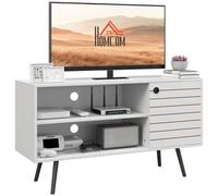 TV Stand Cabinet for TVs, TV Unit with Open Shelves, Soft-close Door and Cable Holes, Entertainment Unit for Living Room HOMCOM White M