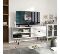 HOMCOM TV Unit for 65 inch TVs with 2 Open Shelves Door and 2 Cable Holes White, none