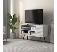 Homcom Tv Stand Cabinet For Tvs With Open Shelves, Soft-Close Door, Cable Holes In White White M