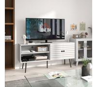 HOMCOM TV Unit for 50" TVs with 2 Open Shelves, Door and 2 Cable Holes, White - 145W x 38D x 65Hcm