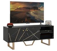 HOMCOM TV Unit for Living Room, TV Stand, Black Marble - Black