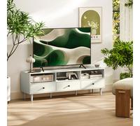 HOMCOM TV Unit, TV Cabinet for up to 75", with Drawers, Shelves, White, White