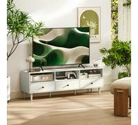 HOMCOM TV Unit, TV Cabinet for up to 75", with Drawers, Shelves, White - Cream White