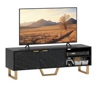 HOMCOM TV Unit, TV Stand Cabinet with Shelves and Storage Cupboard, Black, Black