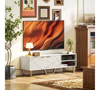 Homcom Tv Unit, Tv Stand Cabinet With Shelves And Storage Cupboard, White