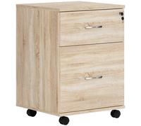HOMCOM Two Drawer Lockable Filing Cabinet - Wood-Effect