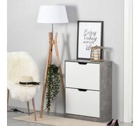 Homcom Two Drawer Shoe Cabinet Home Storage Organiser W/ Groove Handles Hallway