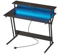 HOMCOM Two-Level LED Gaming Desk - Black