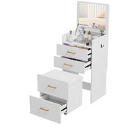 Homcom Two-Piece Dressing Table Vanity Desk With Mirror And Cushioned Stool In White White