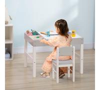 HOMCOM Two-Piece Table & Chair Set Kids Desk & Chair Set with Storage Space - Grey HOMCOM Grey