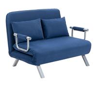 HOMCOM Two-Seater Click-Clack Sofa Bed - Dark Blue
