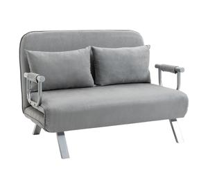 HOMCOM Two-Seater Click-Clack Sofa Bed - Light Grey Aosom UK