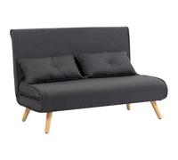 HOMCOM Two-Seater Linen-Look Sofa Bed - Charcoal Grey