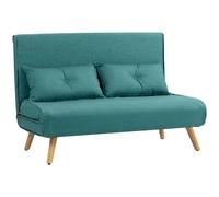 HOMCOM Two-Seater Linen-Look Sofa Bed - Green