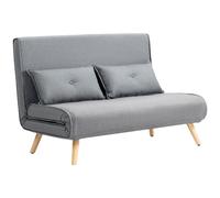 HOMCOM Two-Seater Linen-Look Sofa Bed - Grey
