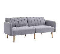 HOMCOM Two-Seater Sofa Bed, with Split Back and Anti-Cat-Scratch Material, Light Grey Aosom UK