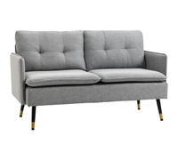 HOMCOM Two Seater Sofa for Living Room - Button Tufted Fabric Couch with Cushions - Grey | TJ Hughes Green