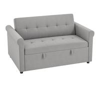 HOMCOM Two-Seater Velvet-Feel Sofa Bed - Grey