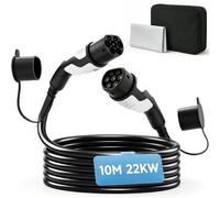 HOMCOM Type 2 EV Charging Cable, 22kW, 32A, Mode 3, 10m Fast Charging Cord | 3-Phase Type 2 to Type 2 EV Extension Cable, Cleaning Cloth, Storage Bag, For Wallboxes, Charging Stations, For EVs/PHEVs