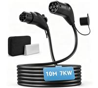 Homcom Type 2 Ev Charging Cable, 7Kw, 32A, Mode 3, 1-Phase, 10M In Black Black
