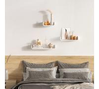 Homcom U Shaped Shelf Set Floating Wall Mounted White Hanging 3Pc Display