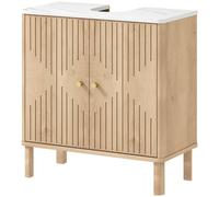 Homcom Under Sink Bathroom Cabinet For Basin Without Or With Pedestal, Oak In Light Oak Light Oak