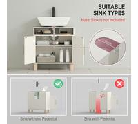 HOMCOM Under Sink Bathroom Cabinet for Basin without Pedestal, Cream White, Cream