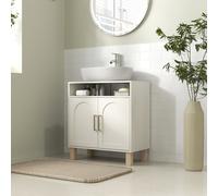HOMCOM Under Sink Bathroom Cabinet for Basin without Pedestal, Cream White, Cream